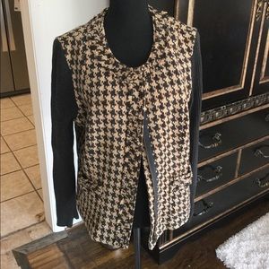 cABI sweater jacket zip top size 12 pink brown tan